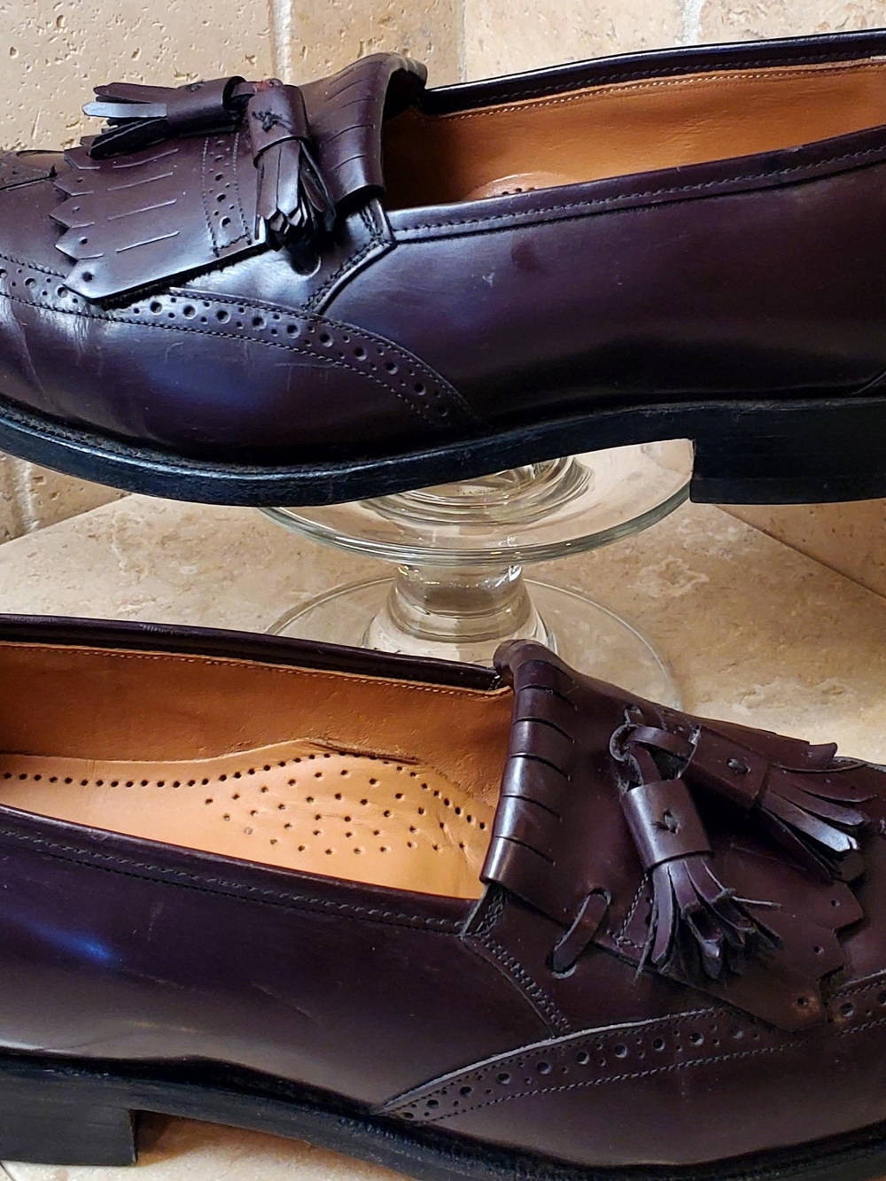 Johnston & Murphy Optima Men's Tassel Kiltie Loafers in Burgundy/Cordovan 10D